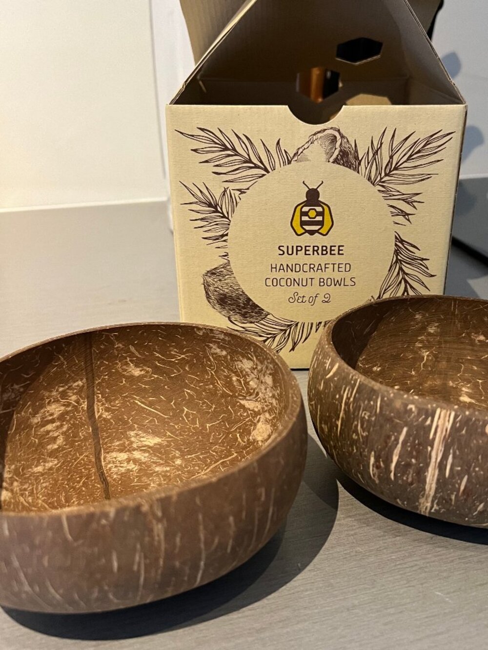 2x Superbee Handcrafted 5" Coconut Bowls